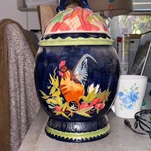 Colorful Rooster Ceramic Jar